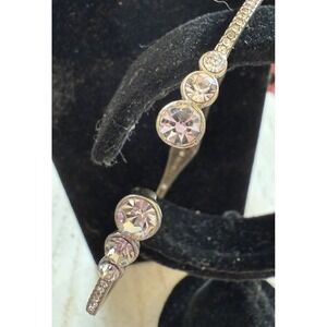 GIVENCHY Silver Tone Clear Crystals Clamper Cuff Hinged Bracelet‎